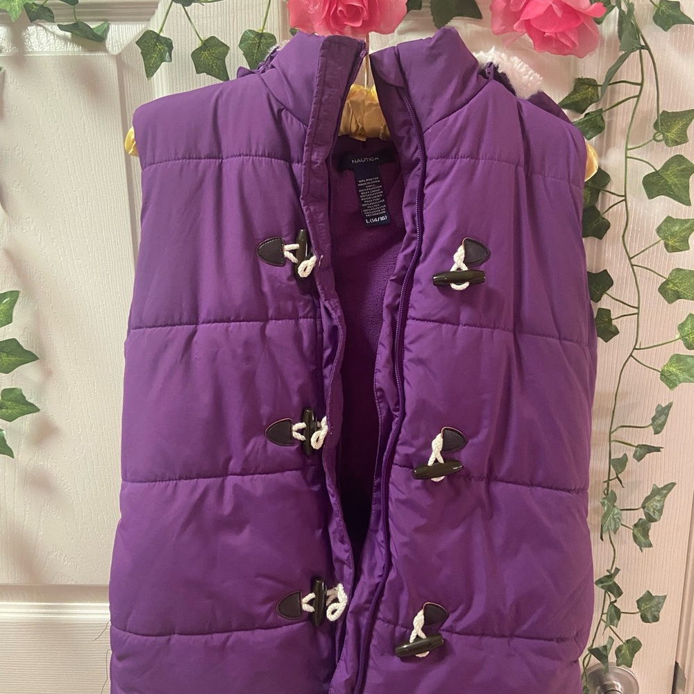 Purple Puffer Vest with Toggle Closures